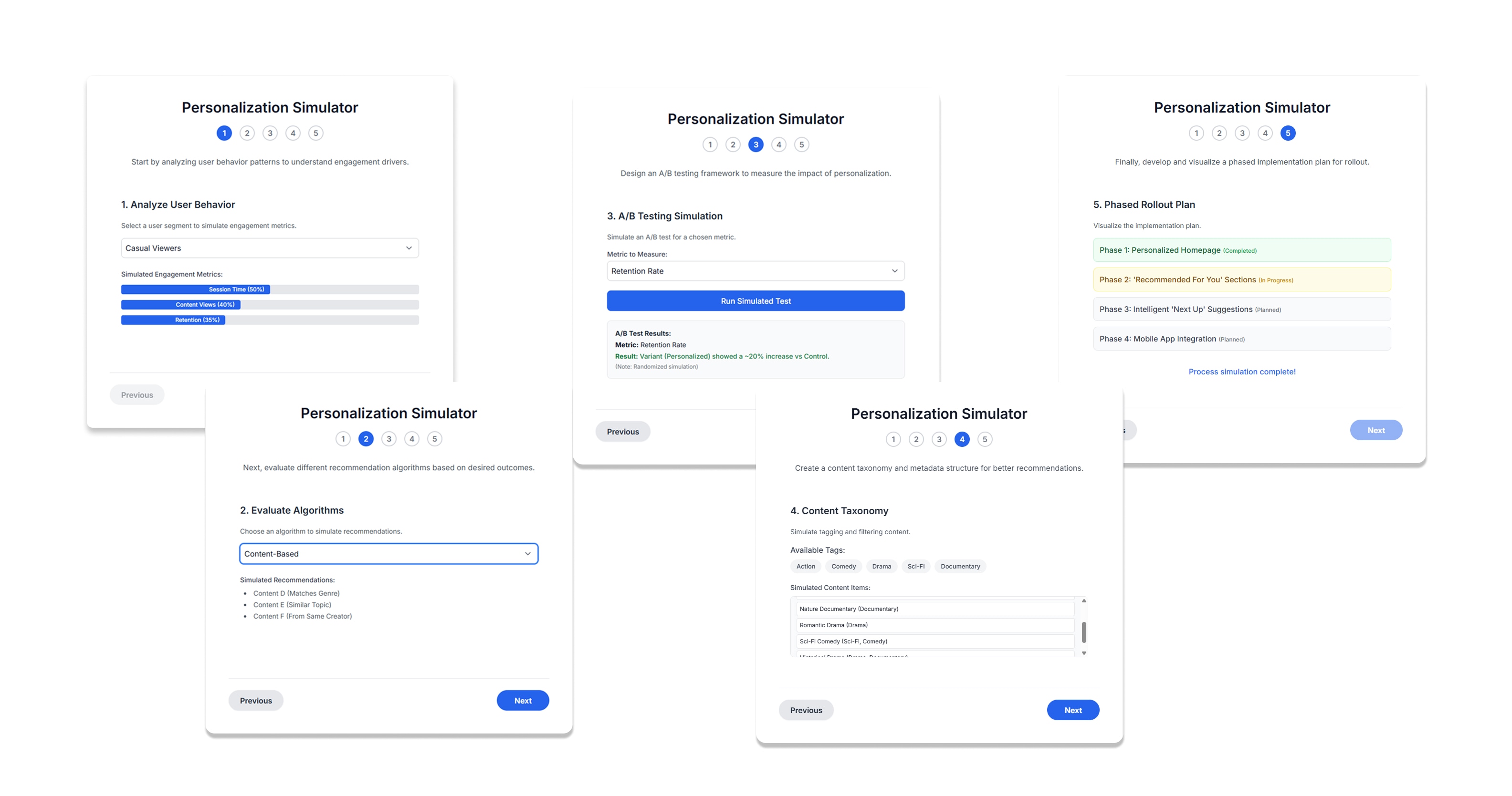 Personalized content feed screenshot