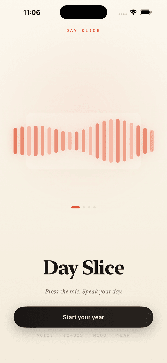 DaySlice splash - a voice waveform and the words 'Day Slice'